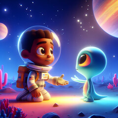 cartoon baby with an alien