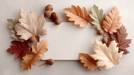  Autumn Leaves And Acorns Create A Warm Frame Fall Season Presents A Beautiful Natural Border