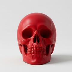 Fototapeta premium Red Skull Model on White Background