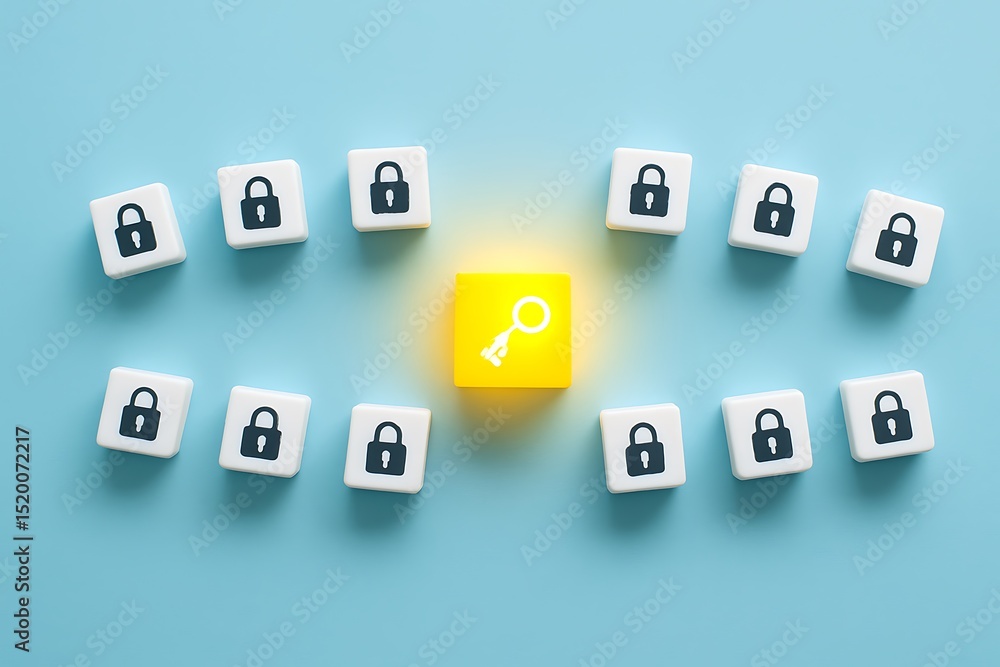 Poster unlocking security a visual metaphor for cybersecurity and data protection strategies