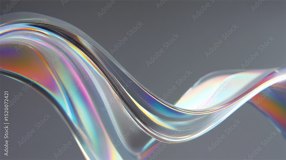 Poster a colorful, flowing abstract wave design with metallic sheen and soft gradients.