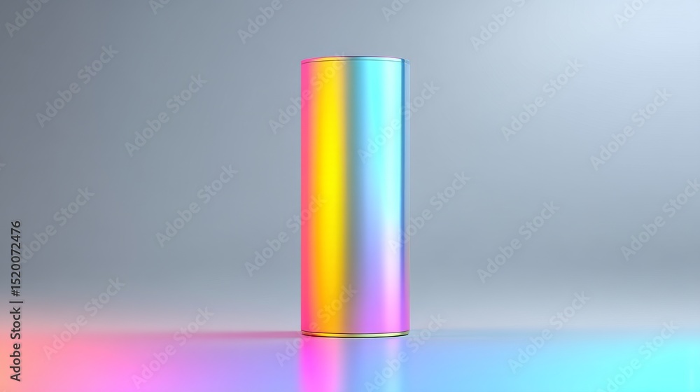 Aufkleber a colorful cylindrical object with a gradient of vibrant hues against a soft background.