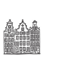Amsterdam Houses Hand drawn doodle illustration