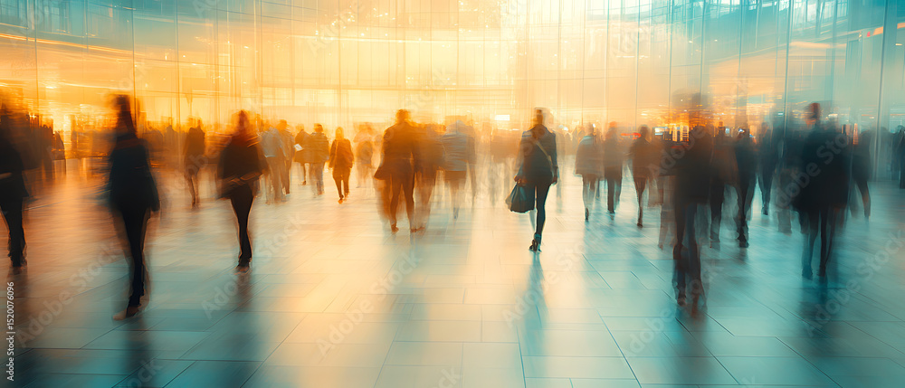 Poster blurred connectivity hybrid work networking moments in soft-focus corporate environments - dynamic p