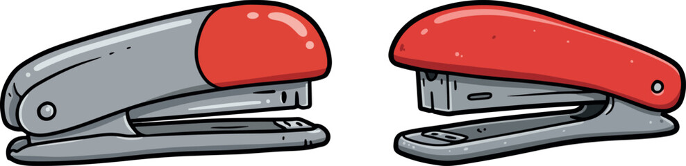 Back to School Clipart: Red and Gray Stapler Illustration for Students and Office Supplies