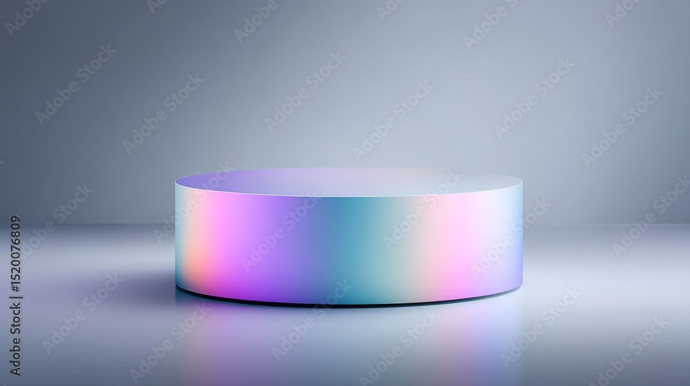 Poster a minimalistic display platform with iridescent colors, ideal for product presentations.