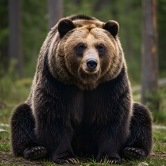 Fototapeta premium Brown Bear Sitting in Forest