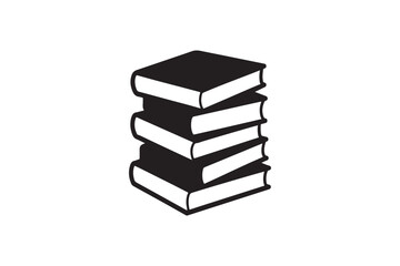 Book stack silhouette vector art illustration on white background