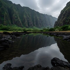Mountain Reflected in Water, Nature Scene