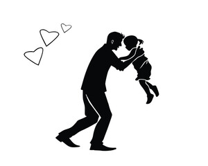 Silhouette of Father and Daughter Sharing a Loving Moment