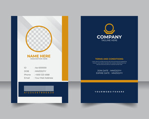 Modern ID Card Design Template, Professional Employee Identity Card, Corporate ID Card, Clean and Modern Employee Badge Design
