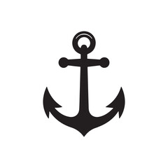 Silhouette Anchor Icon Vector – Nautical Marine Symbol Illustration