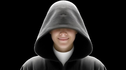  Mysterious Figure Smiles From Dark Shadow Hooded Person Reveals Pleasant Expression