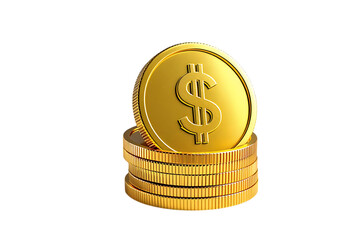 Rising wealth with a stack of golden coins symbolizing financial growth on transparent background