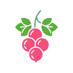 Obraz premium Pink gooseberries with green leaves in minimalist design 