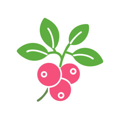 Obraz premium Lingonberry illustration with leaves in a flat design style 