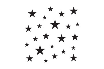 Fototapeta premium Stars in sky silhouette vector art illustration on white background