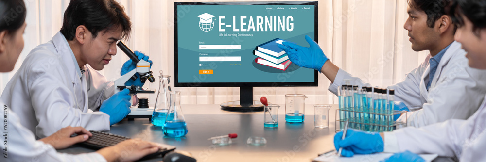Poster e-learning website with brisk sofware for student to study online on the internet network