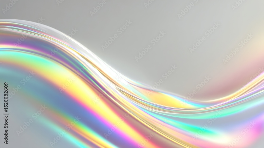 Poster a vibrant, iridescent wave pattern creating a modern abstract background.