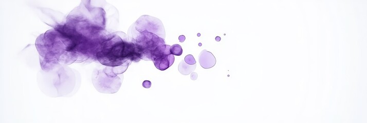 Abstract Purple Ink Splashes - Purple ink blots and splashes on white background, artistic, flowing, vibrant