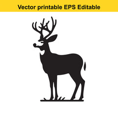 Vector illustration of a deer silhouette, printable EPS format, editable vector graphic