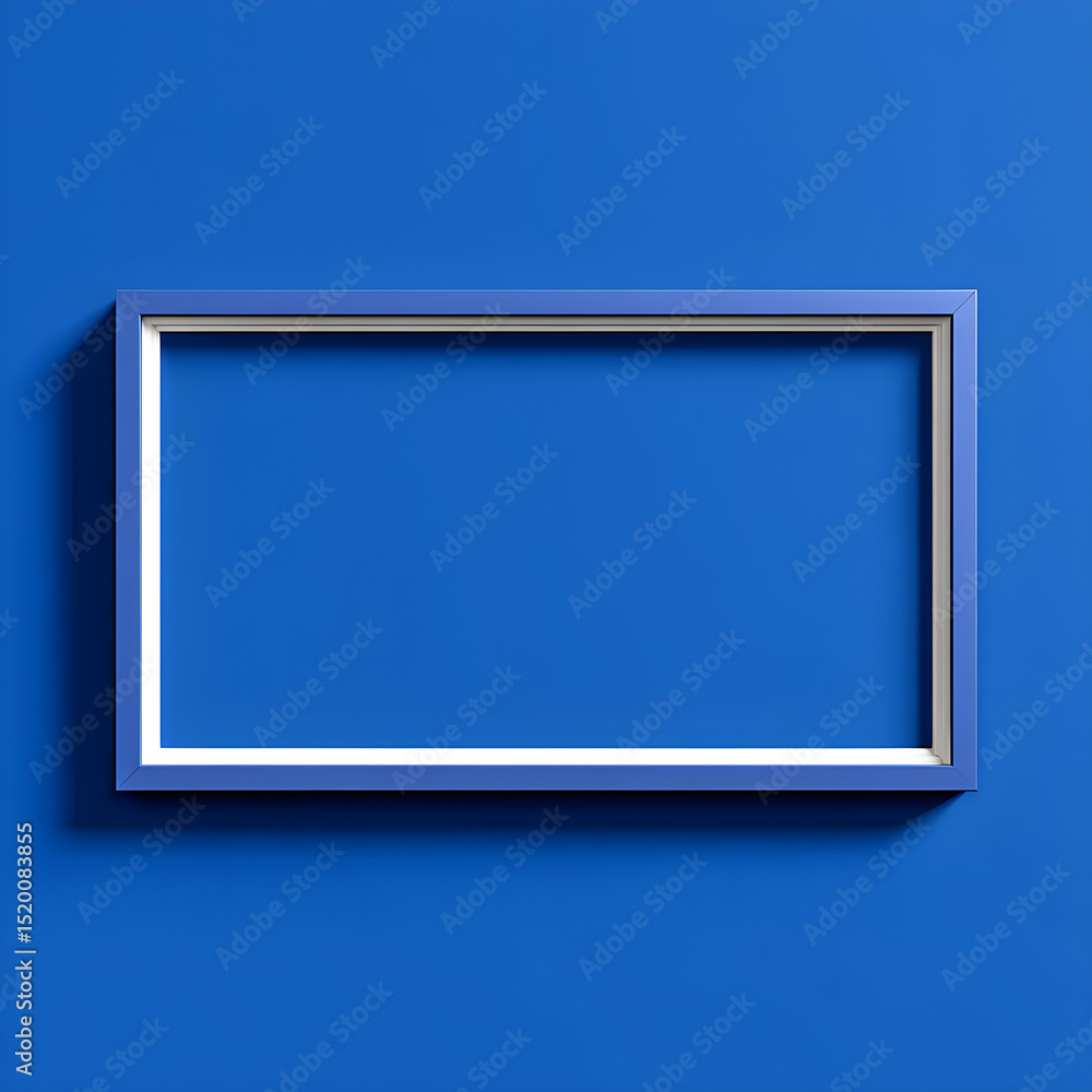 Aufkleber a horizontal blue frame with a white inner border against a solid blue background creating a minimal