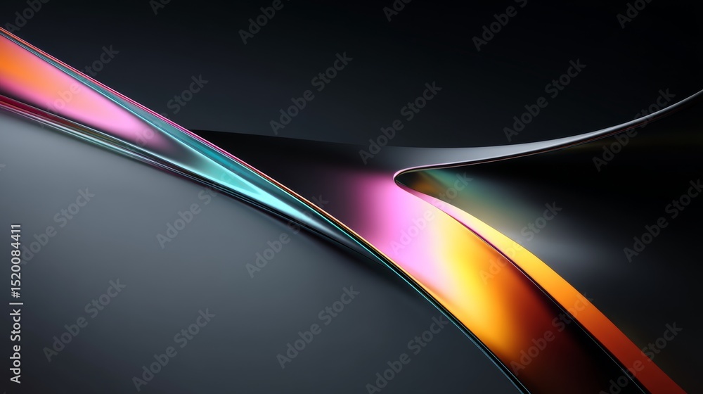 Poster abstract colorful curves blend harmoniously in a sleek design on a dark background.