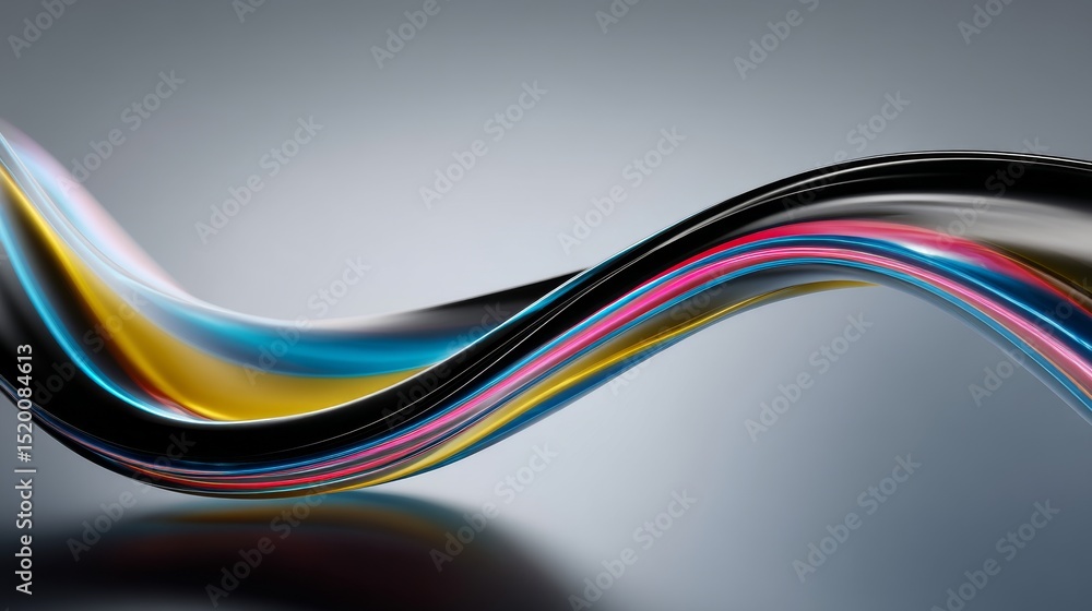 Poster abstract colorful wave design with vibrant curves and smooth flowing lines.