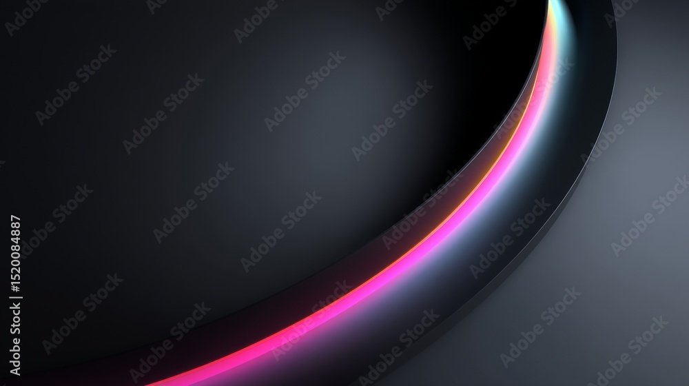 Poster abstract design featuring smooth curves and vibrant colors on a dark background.