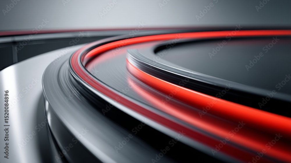 Poster abstract design featuring smooth curves with red and black tones for modern visuals.