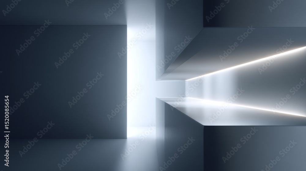 Poster abstract modern design featuring illuminated geometric shapes and soft shadows.