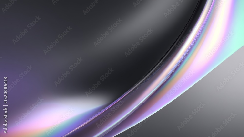 Aufkleber an abstract image featuring smooth curves and colorful light reflections on a dark surface.