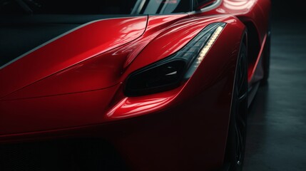 Close-up shot of a sleek red sports car highlighting its modern design and features.
