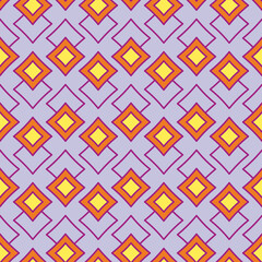 Seamless Abstract Geometric Rhombus Pattern in Purple Yellow Orange