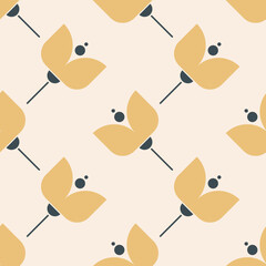 Seamless Pattern of Yellow Floral Design