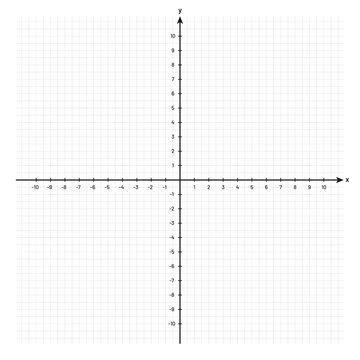 Cartesian coordinate system. Blank Cartesian coordinate system in two dimensions with X and Y axes. Black grid with axes for a math graph. Vector