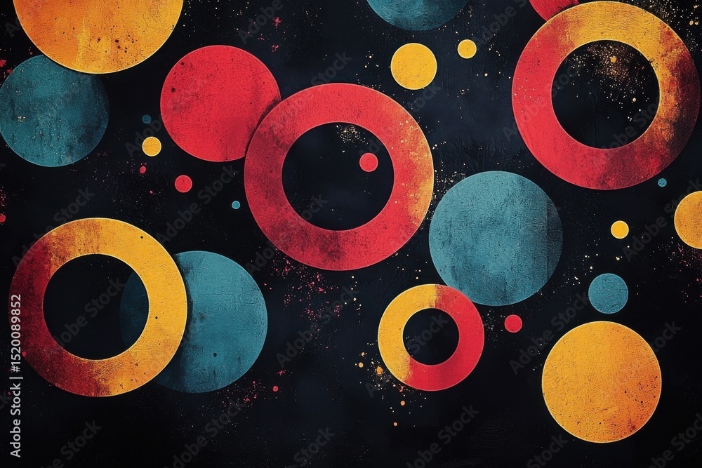 Poster vibrant abstract background with overlapping colorful circles in primary shades
