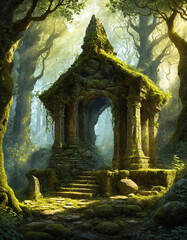 Overgrown Forest Altar with Vines