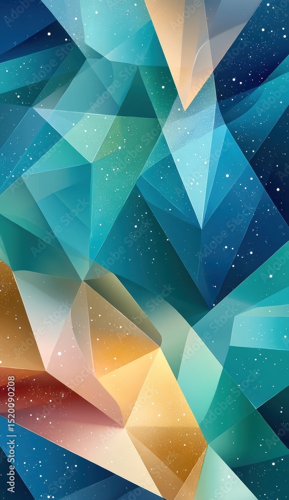 Poster abstract glowing geometric shapes with a dynamic gradient mix