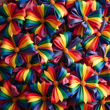 Textura formada por muchos listones multicolor amontonados en forma de flor.