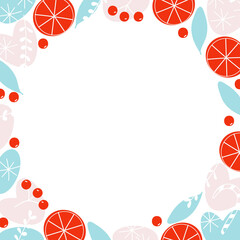 Christmas decorative frame of citrus fruit