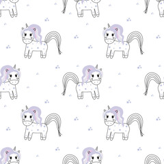 Obraz premium seamless pattern with unicorns in childish style