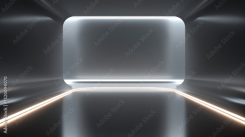 Aufkleber futuristic abstract interior space with luminous lines and empty background for design.