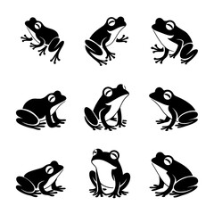 Nine Variations: A Stylized Frog Silhouette Series