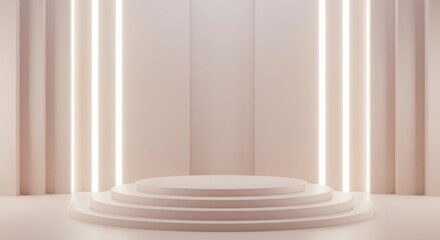 Elegant podium with illuminated background for product showcase