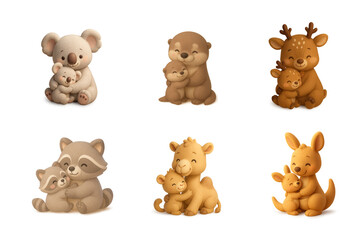 Various species of mammals, each with a unique and loving embrace, celebrating the special day.