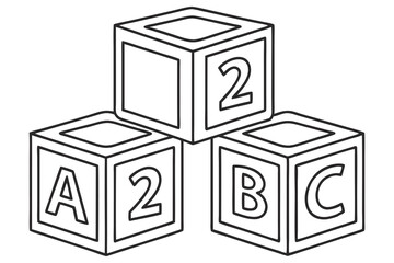 Line art shows three square blocks with letters A, B, C and number 2