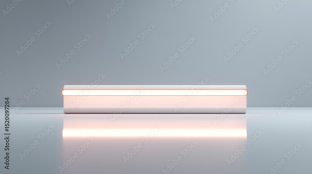 Poster minimalist design showcasing a modern illuminated bar against a soft background.