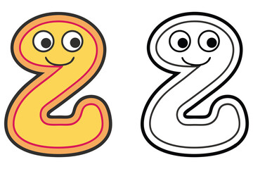 Fototapeta premium Two cartoon numbers with smiling faces, one colored and one black and white