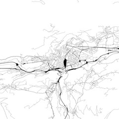 Monochrome city map with road and train network of	Innsbruck, Austria